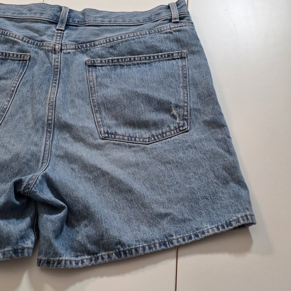 Uniqlo Blue Denim Short Women 32 Cotton Beach Hippie Cottage Casual Zip Fly Boho - Picture 13 of 14